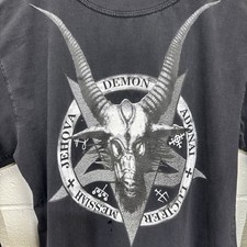Vintage Semtex Demon Shirt Long Sleeve Rock Band Black Metal XL Pentagram