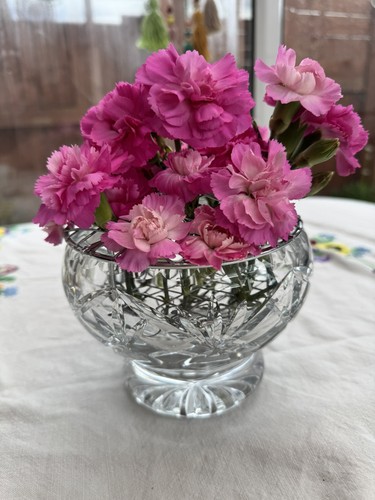 Vintage crystal rose bowl - crystal, with