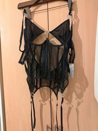 Black mesh corset basque with - black,