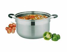 Stainless Steel Casserole Stockpot Induction Base Large Deep Stock Pot Glass Lid