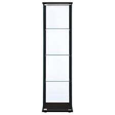 Cyclamen 4-shelf Glass Curio Cabinet Black and Clear