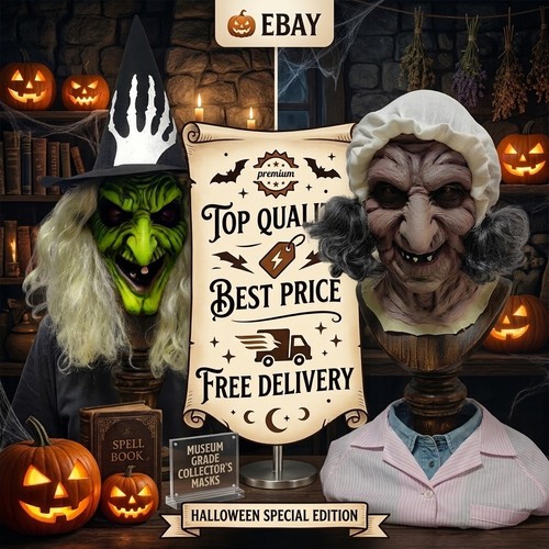 Scary witch mask with - scary, hat