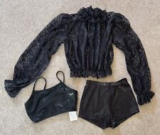 1st Position Three Piece Gathered Lace Top Shorts + Crop Top & Zip Garment Bag