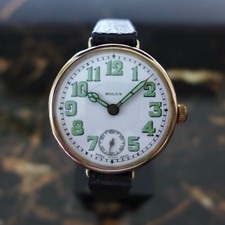 BEAUTIFUL GENTS WW1 1916-17 BRITISH MILITARY ROLEX TRENCH OFFICERS WATCH 9K GOLD