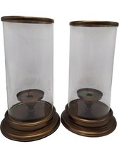 Laura Ashley Extra Large Brass Cylinder Hurricane Candlesticks T2870 JNB