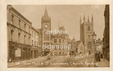 Reading Town Hall & St Lawrences Church Posted 1916 Vintage RP Postcard