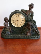 Juliana Quartz Mantel Clock – Classical Art Nouveau Bookish Figurine Design