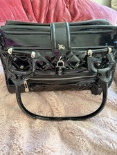 Burberry Manor Bag.  Black Quilted Patent Leather With Silver Hardware