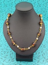 Vintage Stunning Bohemian Gold Tone And Brown Glass Beaded Ethnic Necklace