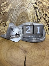 Sleeping Grey Cat Wooden