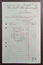 1927 William P. Hartley, (Jam Makers), Aintree, Liverpool Invoice