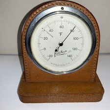RARE ANTIQUE Rototherm THERMOMETER  Mounted on a leather plinth (107/18)