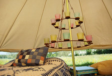 Bell Tent UK Tea Light Double Tier Chandelier Multi Coloured  Glass Votive