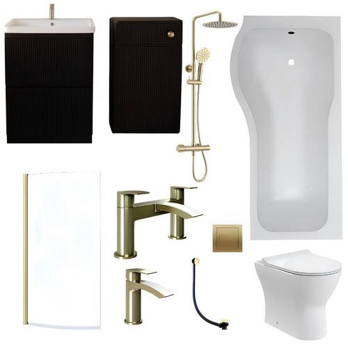 Black fluted vanity wc - fluted,