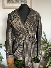 Vintage Zara Quilted Puffa Jacket Brown Bronze Metallic Belted Rare Coat Medium