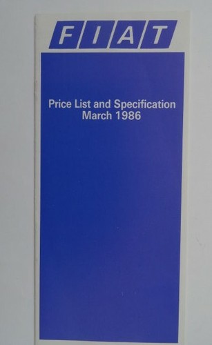Fiat price list 1986 - list,