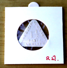Long Buckby Co-Op Society 1 1/2 Pints Triangular Cream Fibre Token (R27)