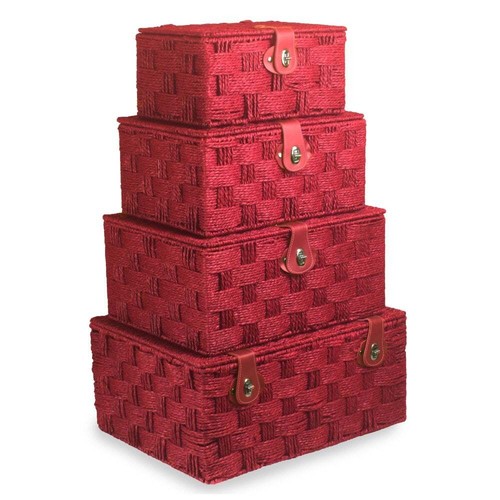Red paper rope rectangular - red,