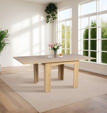Dining Table, Oak Effect Flip Top Extending Table, Wooden Foldable Kitchen Table