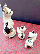 3 x vintage cat ornaments with