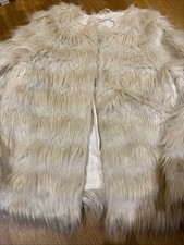 ladies clothes size 12 M&S Ingido Cream Faux Fur  Fluffy Jacket