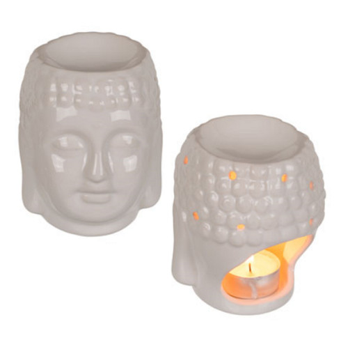 White ceramic thai buddha head - white,
