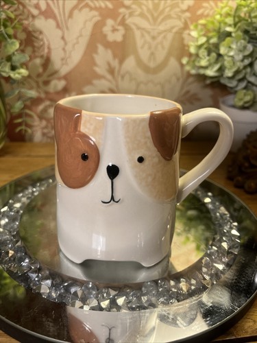 Next brown white cute dog - brown, mug