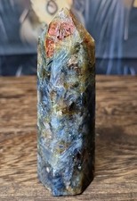 Blue Kyanite & Golden Healer Quartz Crystal Point Tower 77mm 80g - UV reactive