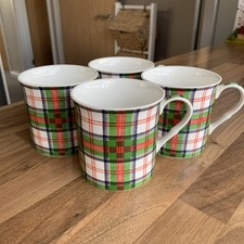 Heath McCabe Bone China Tartan Tea / Coffee Mugs x 4 Pre Owned Vintage Rare