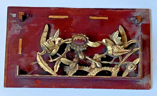 Gilt wood carved birds - wood,
