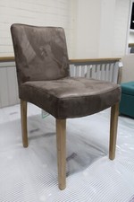 New 6 x Contemporary Brown Suede Fabric & Oak Dining Chairs *Oak Furniture Land*