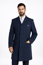 Navy Overcoat Wool Velvet