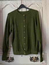 1950s Vintage Dark Green Fine Knit 100% Wool Cardigan Size 10