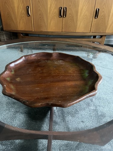 Vintage teak piecrust bowl - vintage,