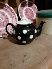 Funky black retro spotty teapot 50's style kitchen tea table Rayware