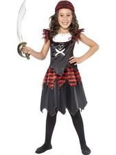 Childrens Girls Pirate Fancy Dress Costume Girl Black/Red/White by Smiffys