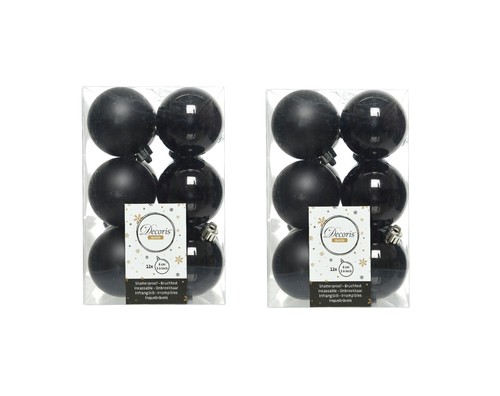 Black christmas baubles 6cm - black,