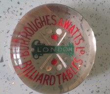 Antique Vintage Burroughes And Watts Advertising Paperweight Snooker Billiards