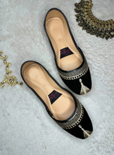 Black & Gold Mesh Delight Khussa Jutti Indian Pakistani Womens Shoes Pumps Slip