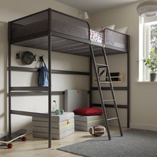 Loft bed frame, dark grey, 90x200 cm