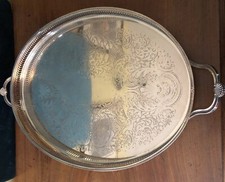 LARGE HANDLED CAVALIER SILVER PLATED GALLERY TRAY