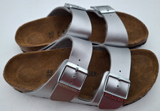 Birkenstock Silver Arizona Strappy Sandals - UK 7, EUR 40 Narrow