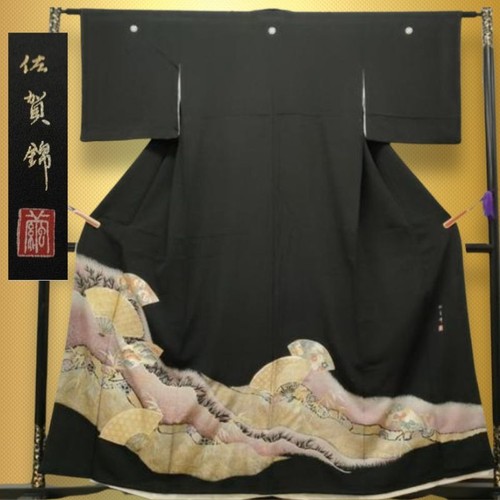 Japanese black tomesode kimono - japanese,