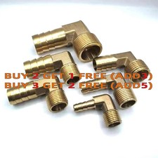 Brass Pipe Fitting Hose Barb Tail Connector BSP Elbow Male Joint -Fuel Air Water