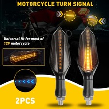 2pcs Motorcycle LED Turn Signals Lamp Sequential Flowing Indicator Light Amber
