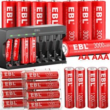 EBL AA AAA Rechargeable Lithium Li-ion Batteries 1.5V Upgraded/ Battery Charger