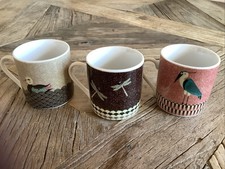 Magpie Tom Frost Espresso Mugs X 3 - Heron, Duck & Dragonfly