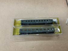ROCO N GAUGE PASSENGER COACHES DB GREEN 2ND & 1ST CLASS CARS 02264A &7A NICE !