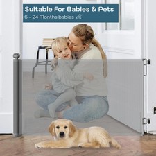 Plurimo Retractable Stair Gate for Baby & Dog Gate | Extends up to 140cm Wide &