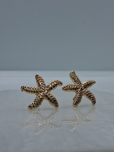 Gold starfish earrings - gold,